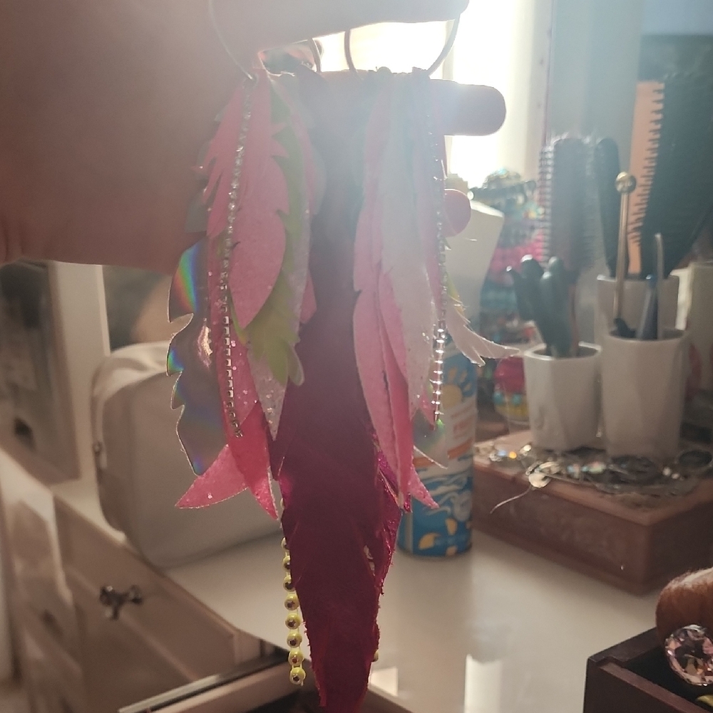 Pink Feather Earrings